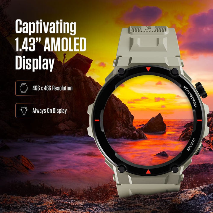 Fastrack Xtreme Pro with 3.6 cm AMOLED Display, Rugged Design, SingleSync BT Calling, Functional Crown with Blue Strap 38111PP02