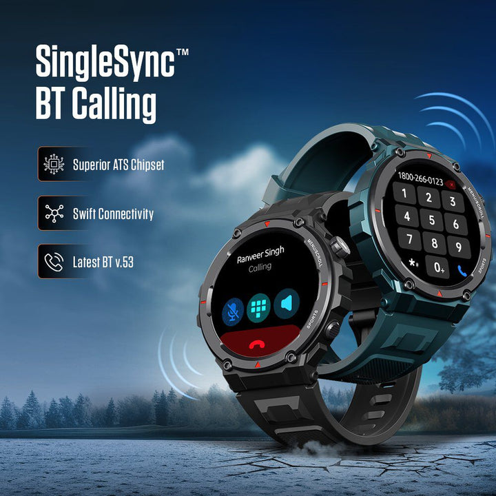 Fastrack Xtreme Pro with 3.6 cm AMOLED Display, Rugged Design, SingleSync BT Calling, Functional Crown with Blue Strap 38111PP02