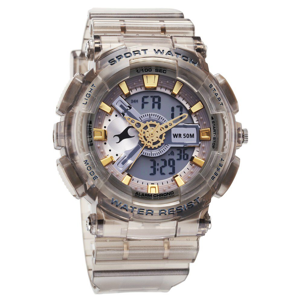 Fastrack StreetStyle Digital Dial Translucent Grey PU Strap Watch For Guys 38116PP02