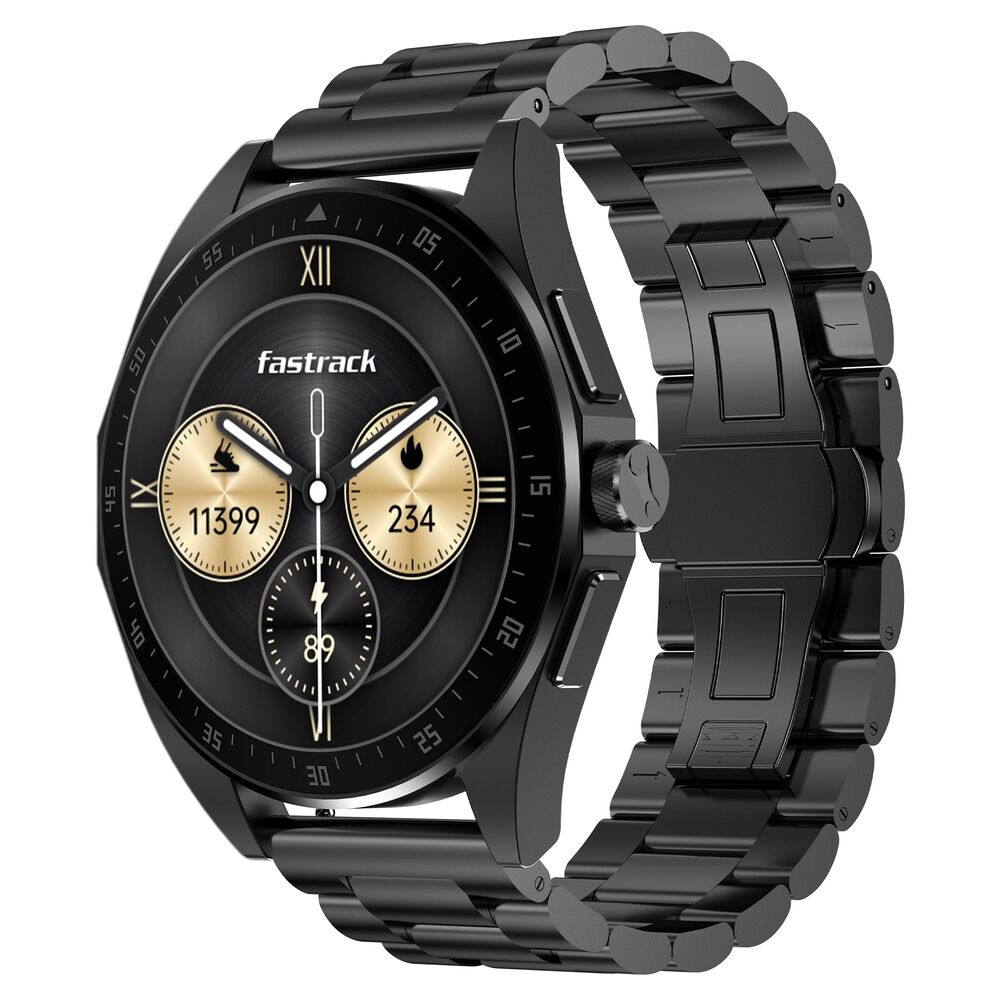 Fastrack Radiant FX1 Luxury Metal Smartwatch with 3.6 cm AMOLED Display, SingleSync BT Calling, Functional Crown 38123NM01
