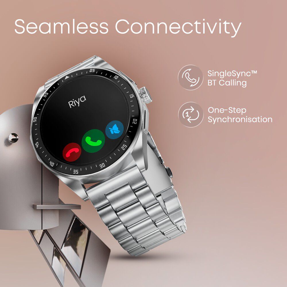 Fastrack Radiant FX1 Luxury Metal Smartwatch with 3.6 cm AMOLED Display, SingleSync BT Calling, Functional Crown 38123QM01