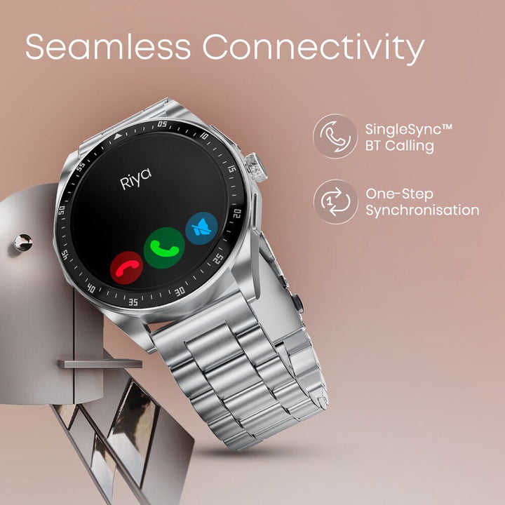 Fastrack Radiant FX1 Luxury Metal Smartwatch with 3.6 cm AMOLED Display, SingleSync BT Calling, Functional Crown 38123QM01