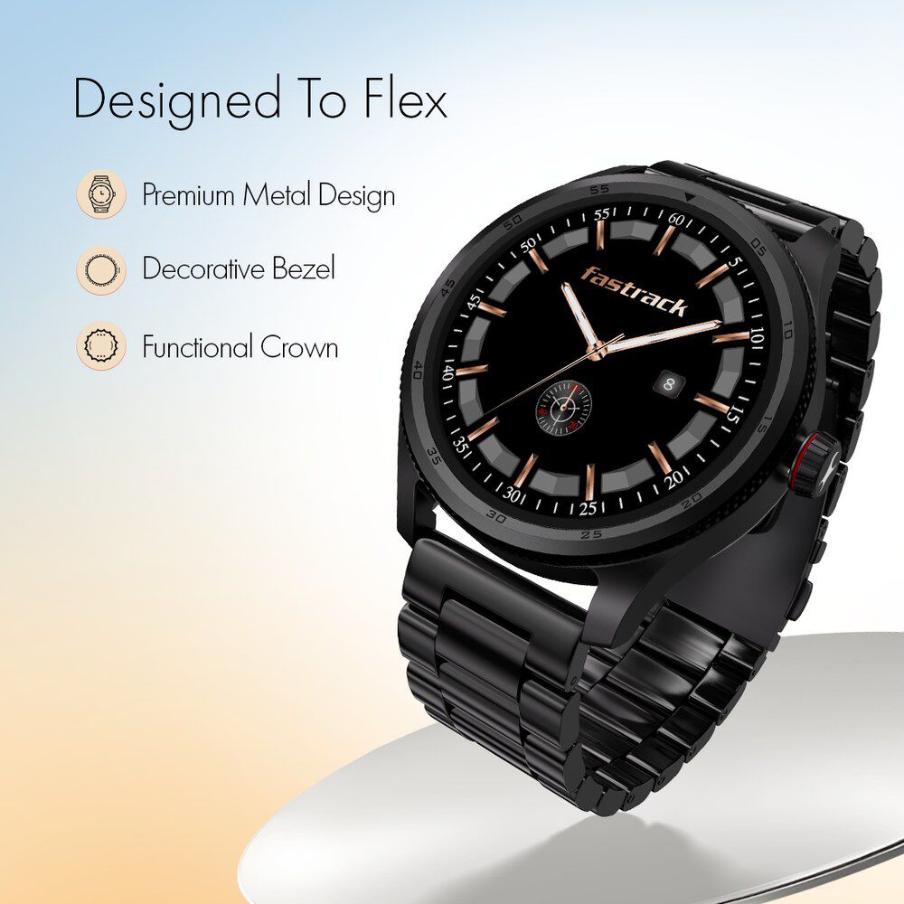 Fastrack Magnus FX1 Luxury Metal Smartwatch with High Definition 3.5 cm UltraVU Display, SingleSync BT Calling 38125NM01