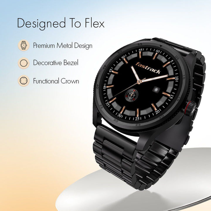 Fastrack Magnus FX1 Luxury Metal Smartwatch with High Definition 3.5 cm UltraVU Display, SingleSync BT Calling 38125NM01