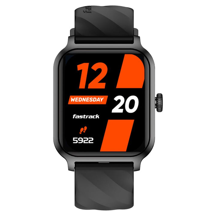 Fastrack Rave FX2 with 4.64 cm UltraVU HD Display, SingleSync BT Calling, Functional Crown with Black Strap 38138PP01