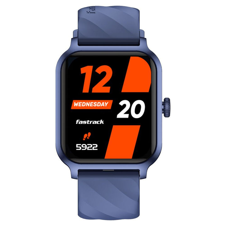 Fastrack Rave FX2 with 4.64 cm UltraVU HD Display, SingleSync BT Calling, Functional Crown with Blue Strap 38138PP02