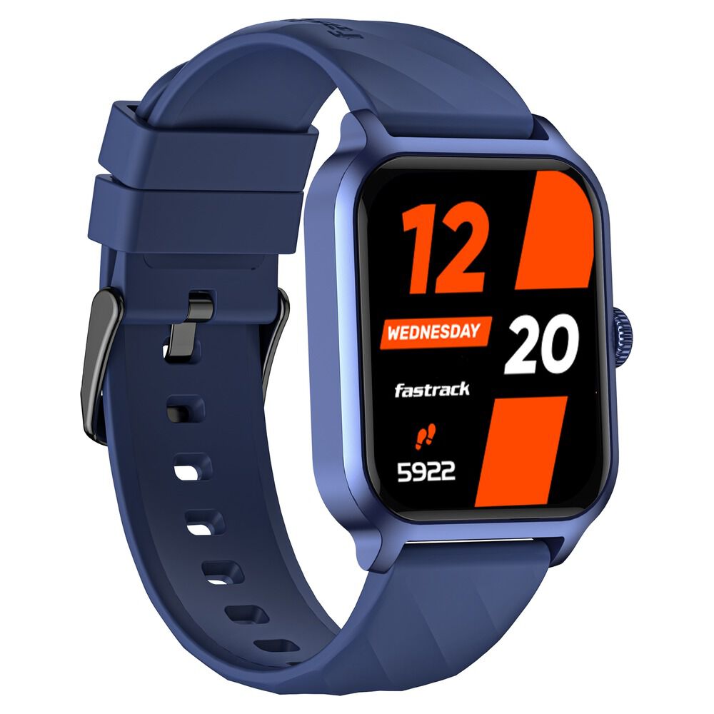 Fastrack Rave FX2 with 4.64 cm UltraVU HD Display, SingleSync BT Calling, Functional Crown with Blue Strap 38138PP02