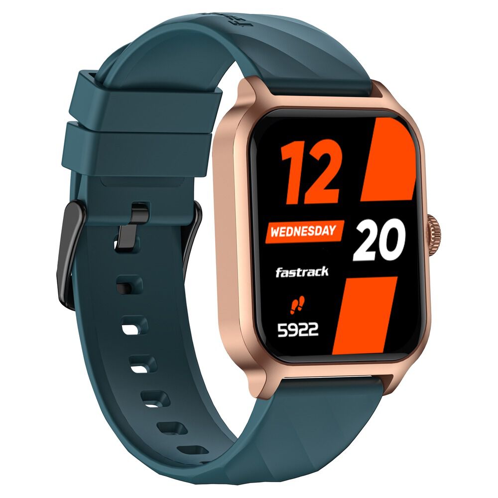 Fastrack Rave FX2 with 4.64 cm UltraVU HD Display, SingleSync BT Calling, Functional Crown with Teal Strap 38138PP03