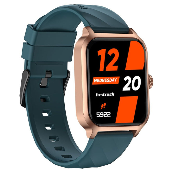 Fastrack Rave FX2 with 4.64 cm UltraVU HD Display, SingleSync BT Calling, Functional Crown with Teal Strap 38138PP03