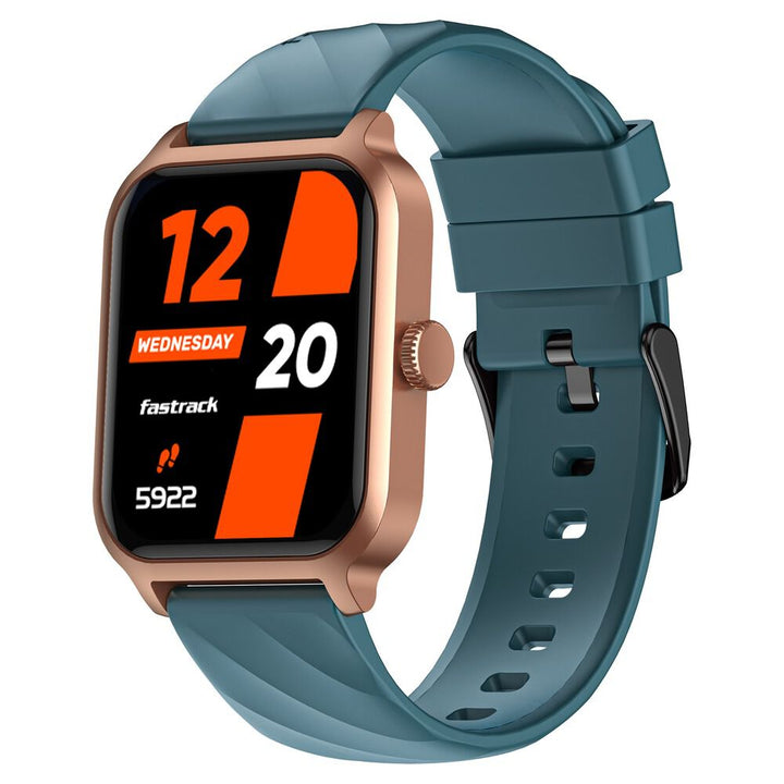 Fastrack Rave FX2 with 4.64 cm UltraVU HD Display, SingleSync BT Calling, Functional Crown with Teal Strap 38138PP03