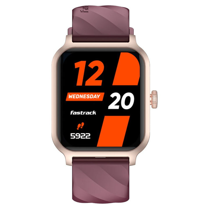 Fastrack Rave FX2 with 4.64 cm UltraVU HD Display, SingleSync BT Calling, Functional Crown with Wine Red Strap 38138PP05