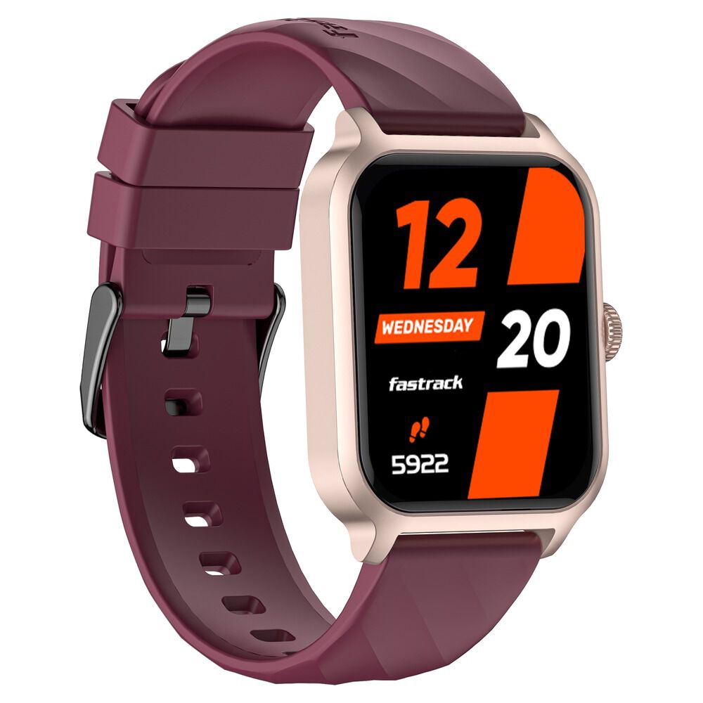 Fastrack Rave FX2 with 4.64 cm UltraVU HD Display, SingleSync BT Calling, Functional Crown with Wine Red Strap 38138PP05