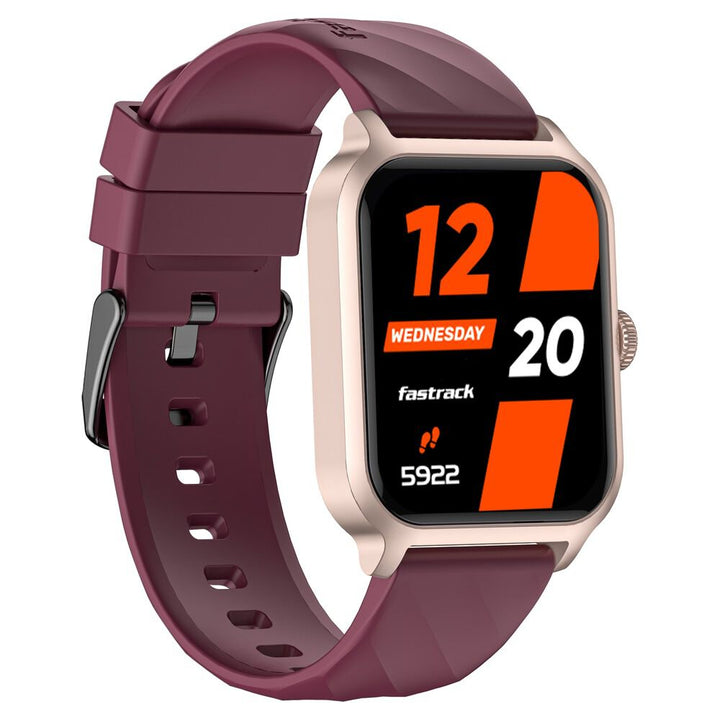Fastrack Rave FX2 with 4.64 cm UltraVU HD Display, SingleSync BT Calling, Functional Crown with Wine Red Strap 38138PP05