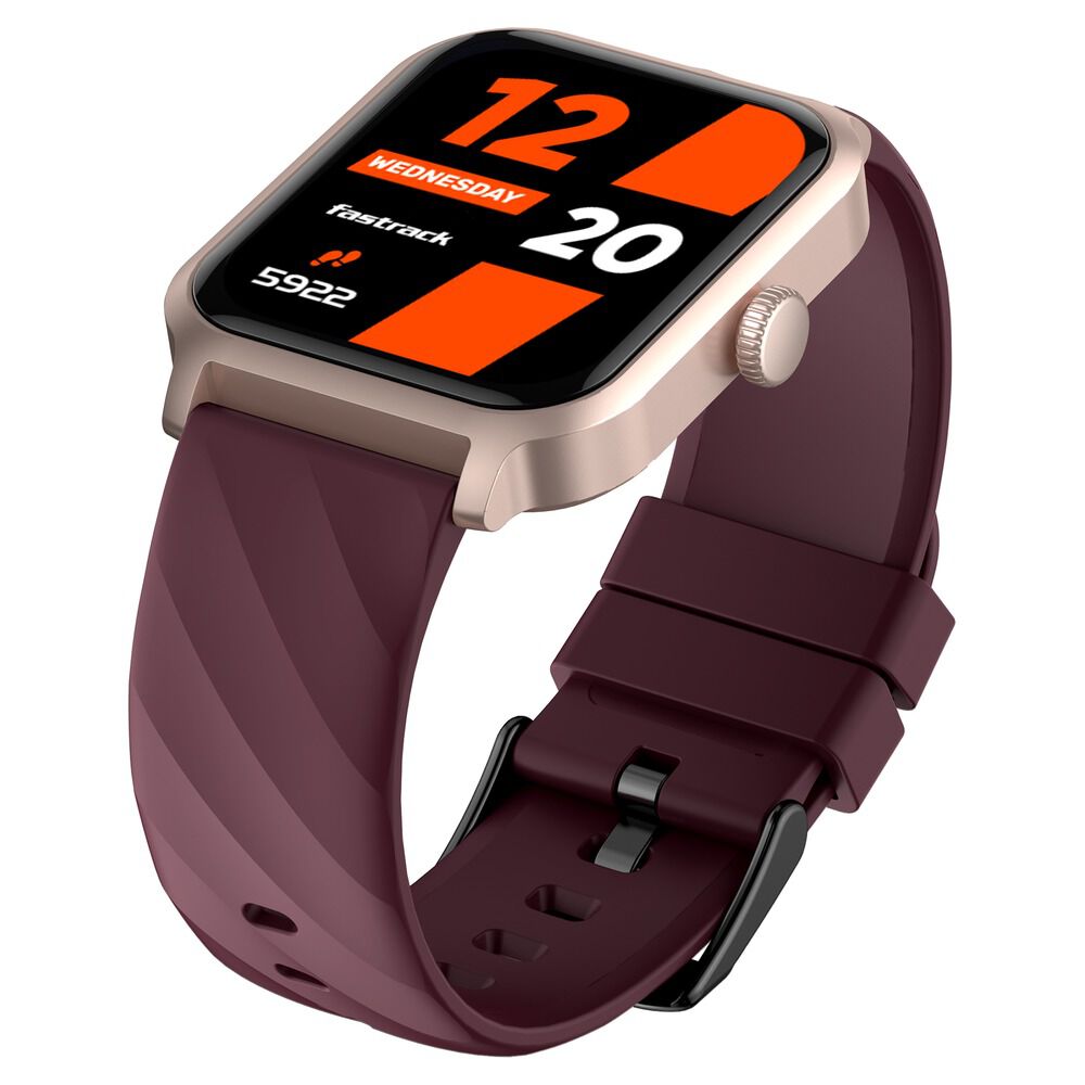 Fastrack Rave FX2 with 4.64 cm UltraVU HD Display, SingleSync BT Calling, Functional Crown with Wine Red Strap 38138PP05