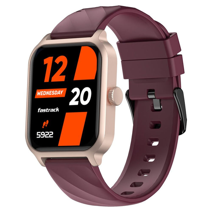 Fastrack Rave FX2 with 4.64 cm UltraVU HD Display, SingleSync BT Calling, Functional Crown with Wine Red Strap 38138PP05