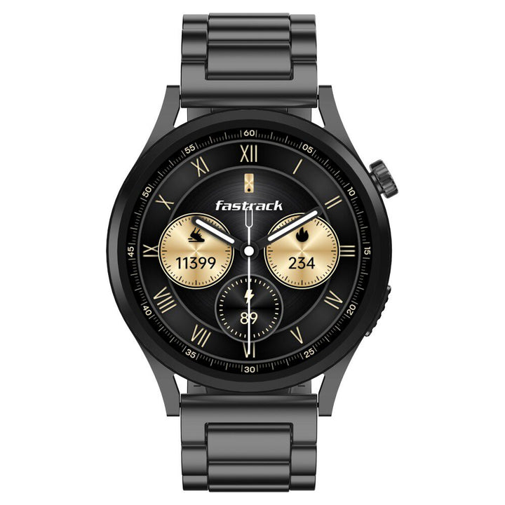 Fastrack Radiant FX4 Premium Metal Smartwatch with 3.8 cm EdgeX AMOLED Display, Functional Crown 38158NM01