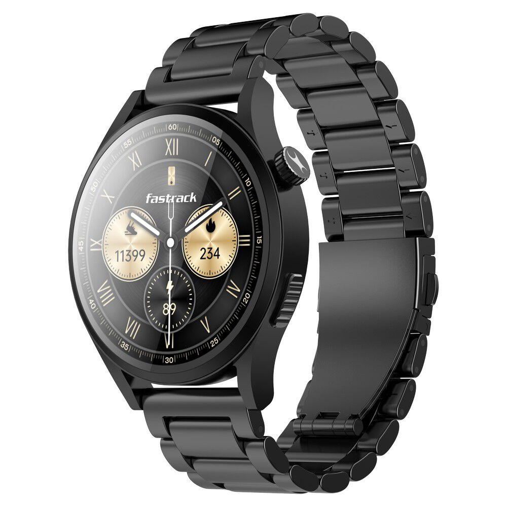 Fastrack Radiant FX4 Premium Metal Smartwatch with 3.8 cm EdgeX AMOLED Display, Functional Crown 38158NM01