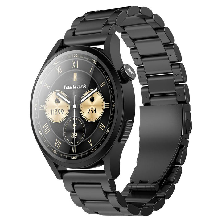 Fastrack Radiant FX4 Premium Metal Smartwatch with 3.8 cm EdgeX AMOLED Display, Functional Crown 38158NM01