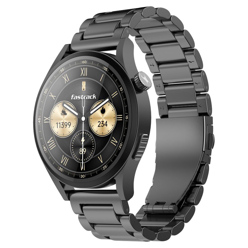 Fastrack Radiant FX4 Premium Metal Smartwatch with 3.8 cm EdgeX AMOLED Display, Functional Crown 38158QM01