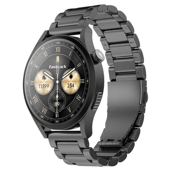 Fastrack Radiant FX4 Premium Metal Smartwatch with 3.8 cm EdgeX AMOLED Display, Functional Crown 38158QM01