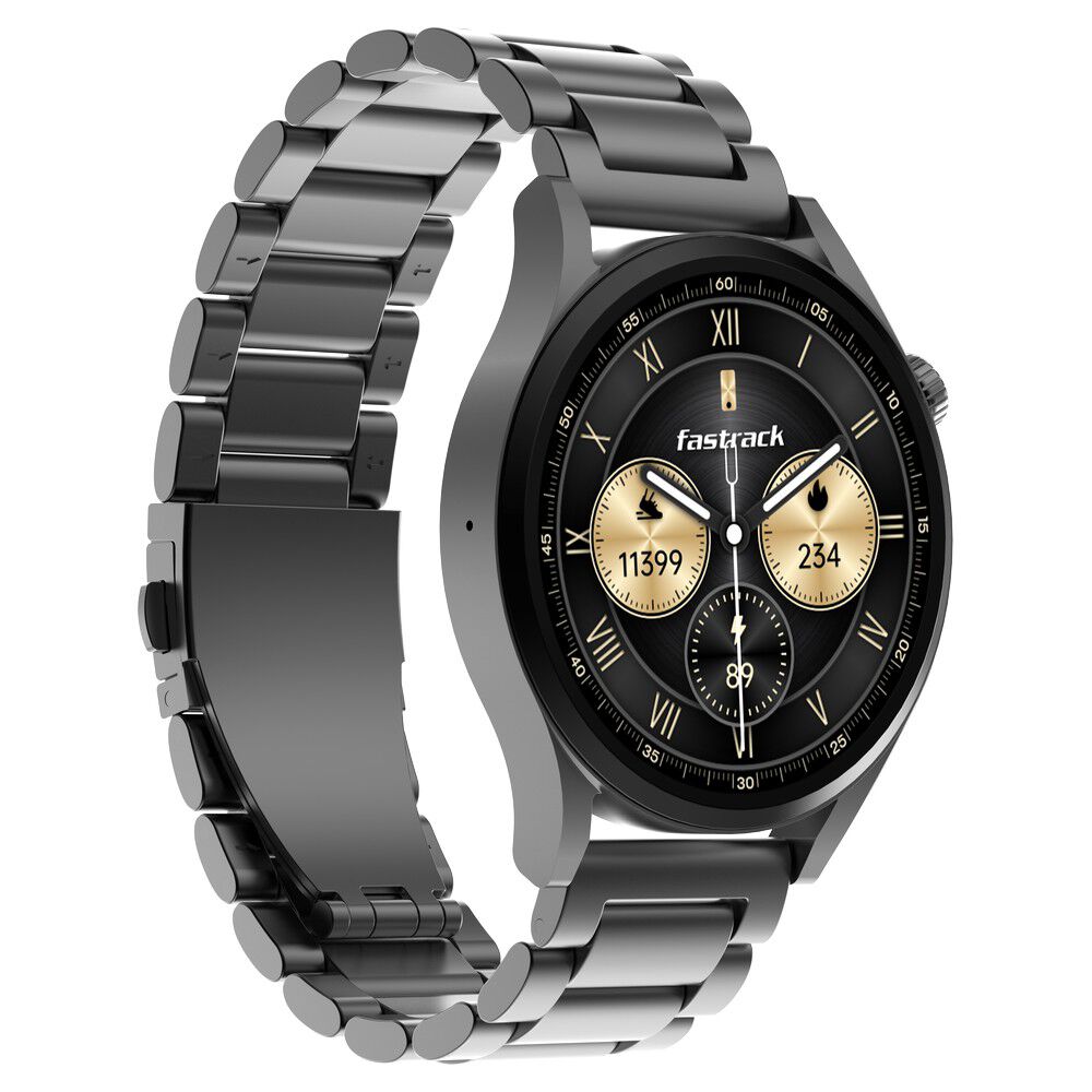 Fastrack Radiant FX4 Premium Metal Smartwatch with 3.8 cm EdgeX AMOLED Display, Functional Crown 38158QM01