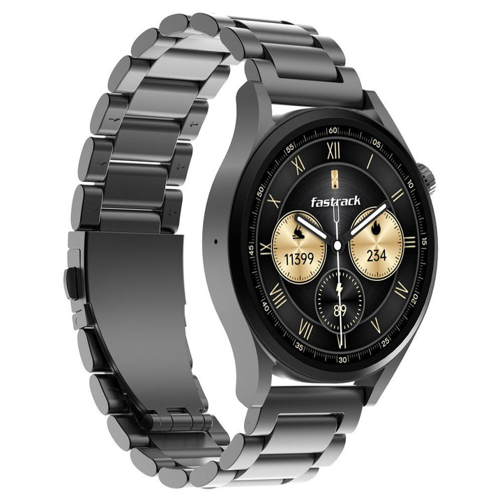 Fastrack Radiant FX4 Premium Metal Smartwatch with 3.8 cm EdgeX AMOLED Display, Functional Crown 38158QM01