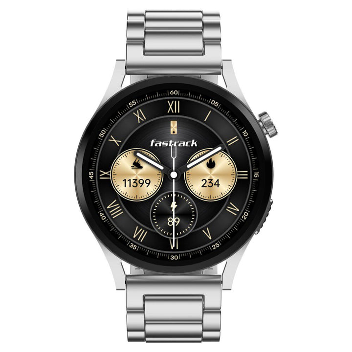 Fastrack Radiant FX4 Premium Metal Smartwatch with 3.8 cm EdgeX AMOLED Display, Functional Crown 38158SM01