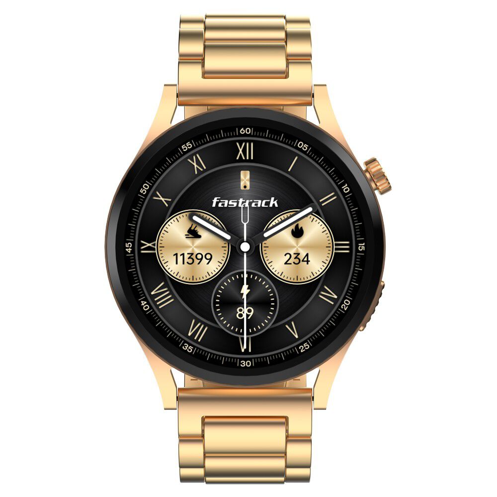 Fastrack Radiant FX4 Premium Metal Smartwatch with 3.8 cm EdgeX AMOLED Display, Functional Crown 38158WM01