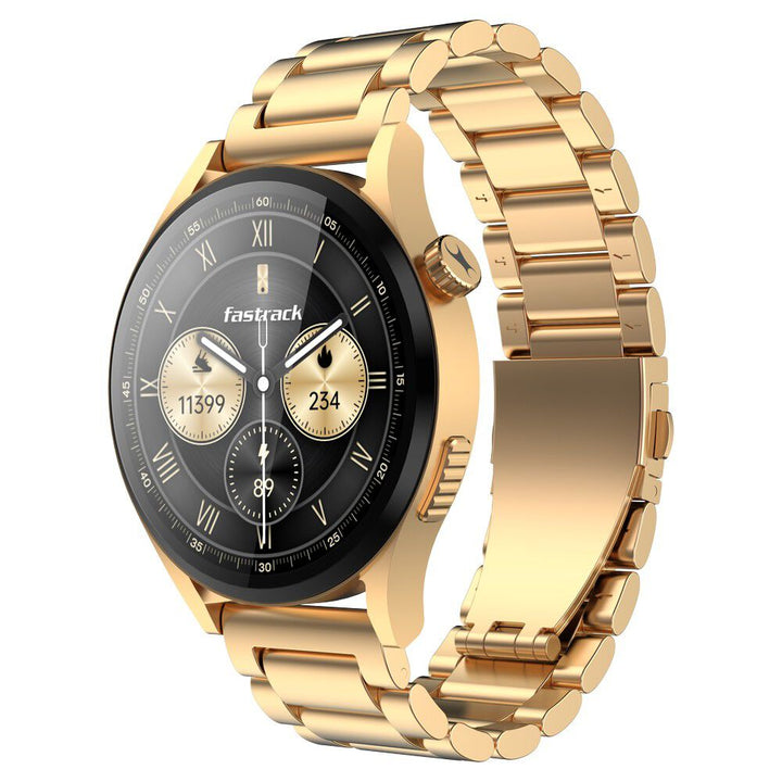 Fastrack Radiant FX4 Premium Metal Smartwatch with 3.8 cm EdgeX AMOLED Display, Functional Crown 38158WM01