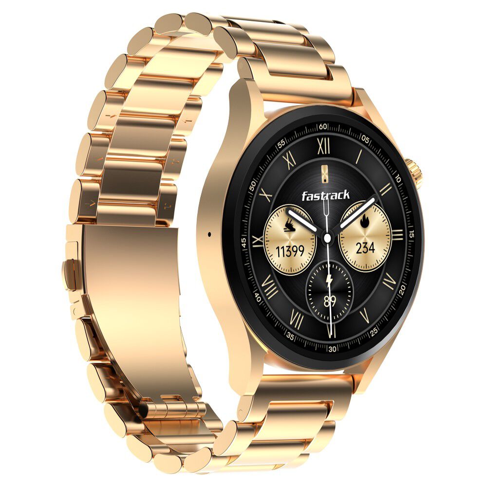 Fastrack Radiant FX4 Premium Metal Smartwatch with 3.8 cm EdgeX AMOLED Display, Functional Crown 38158WM01