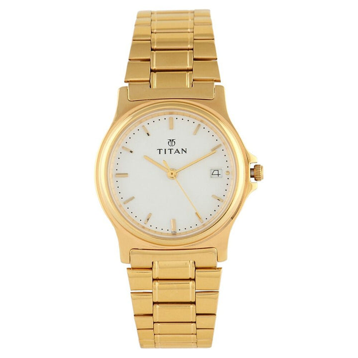 Titan Quartz Analog with Date White Dial Watch for Men-NE389YM10