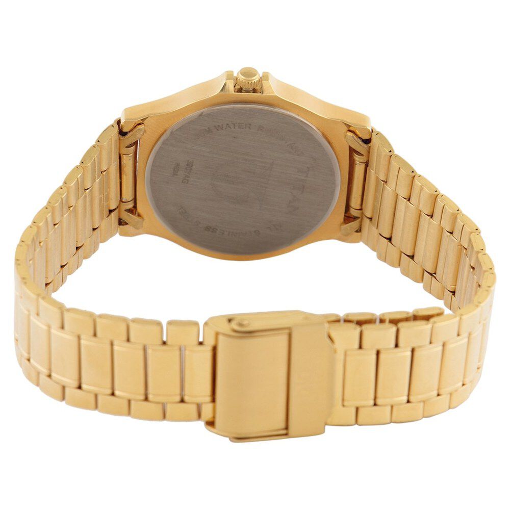Titan Quartz Analog with Day and Date Champagne Dial Watch for Men-NF390YM03