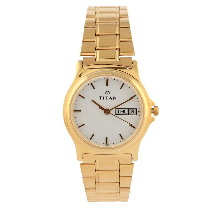 Titan Quartz Analog with Day and Date White Dial Watch for Men-NF390YM06
