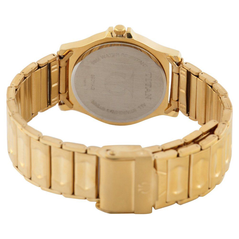 Titan Quartz Analog with Day and Date Black Dial Metal Strap Watch for Men-NF390YM13