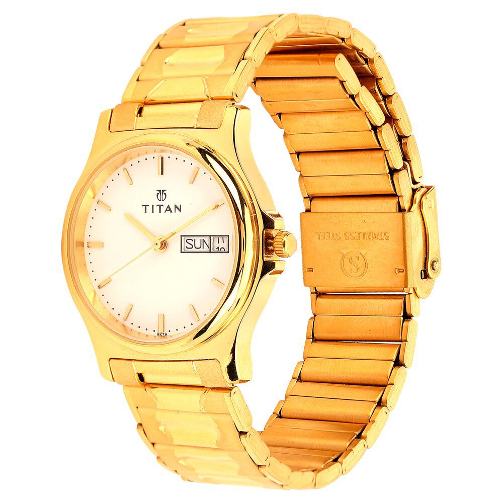 Titan Quartz Analog with Day and Date White Dial Watch for Men-NF390YM14