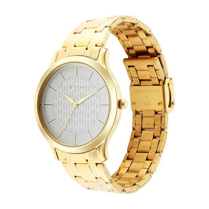 Titan Karishma Radiance White Dial Analog Stainless Steel Strap Watch for Men 1825YM06