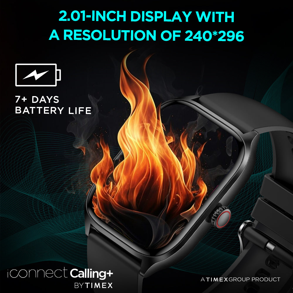 Timex IConnect Calling+ 2.01"(5.10 cm) TFT Display With 240x296 Pixel Resolution|Functional Crown|Bluetooth Calling|AI Voice Assist - TWIXW500T