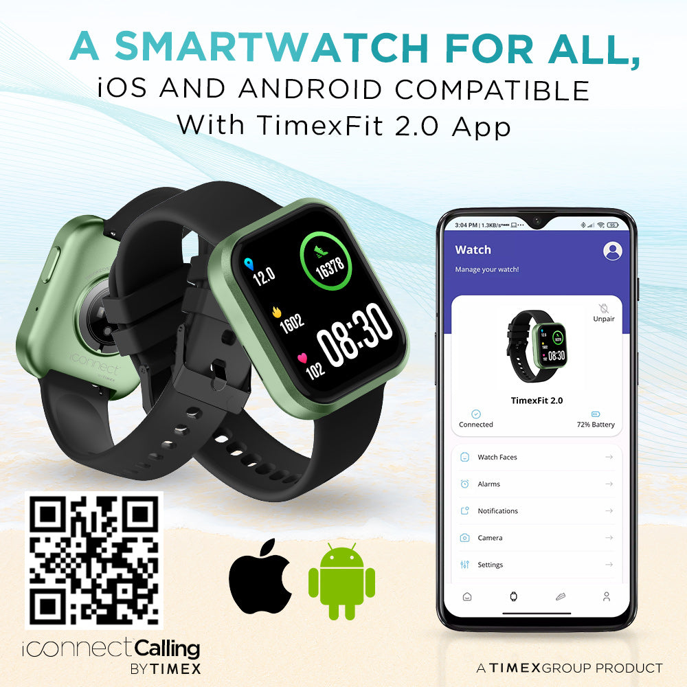 Timex IConnect Calling Smartwatch|1.83" TFT Display With 240x284 Pixel Resolution|Single Sync Bluetooth Calling|AI Voice Assist|100+ Sports Modes|200+ Watchfaces|Upto 7 Days Battery (Normal Usage) - TWIXW205T