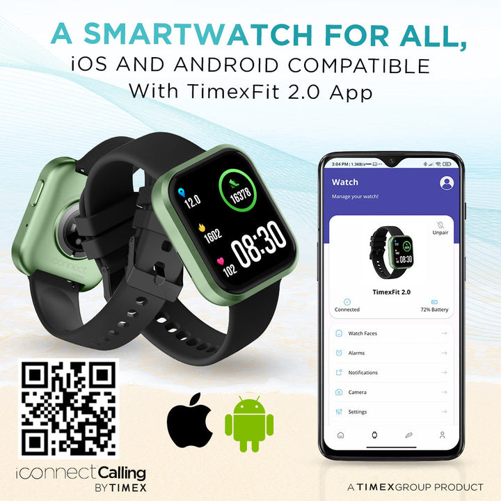 Timex IConnect Calling Smartwatch|1.83" TFT Display With 240x284 Pixel Resolution|Single Sync Bluetooth Calling|AI Voice Assist|100+ Sports Modes|200+ Watchfaces|Upto 7 Days Battery (Normal Usage) - TWIXW205T