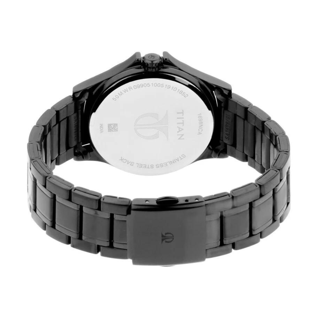 Titan Black Dial Stainless Steel Strap Watch 1698NM01 / NS1698NM01