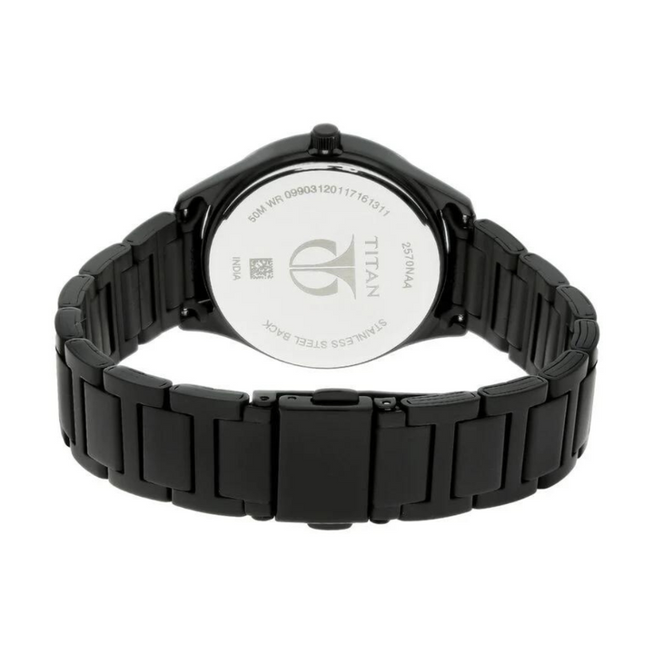 Titan Black Dial Black Stainless Steel Strap Watch NQ2570NM01