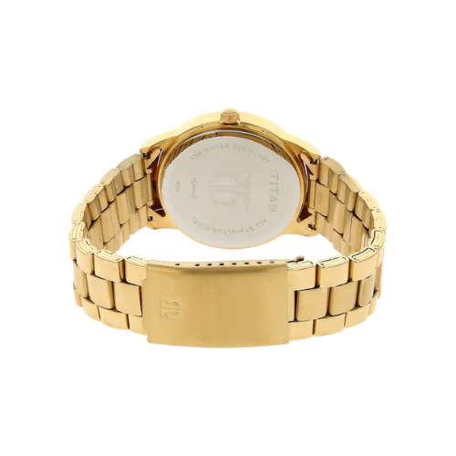 TITAN Silver Dial Golden Stainless Steel Strap Watch 1584YM02 / NS1584YM02