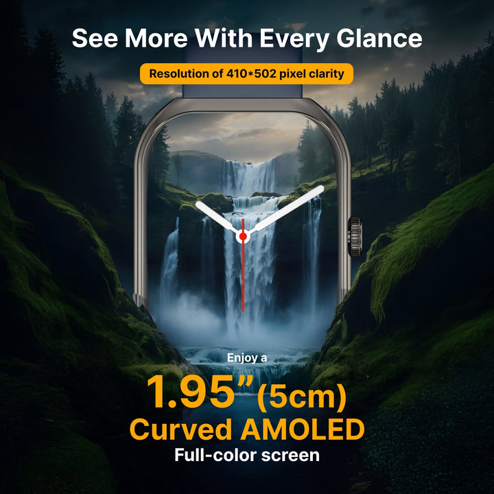 Timex Smart Progen 1.95" (4.95 cm) Curved AMOLED Display with Functional Crown and BT Calling Smartwatch For Unisex - TWTXW803T