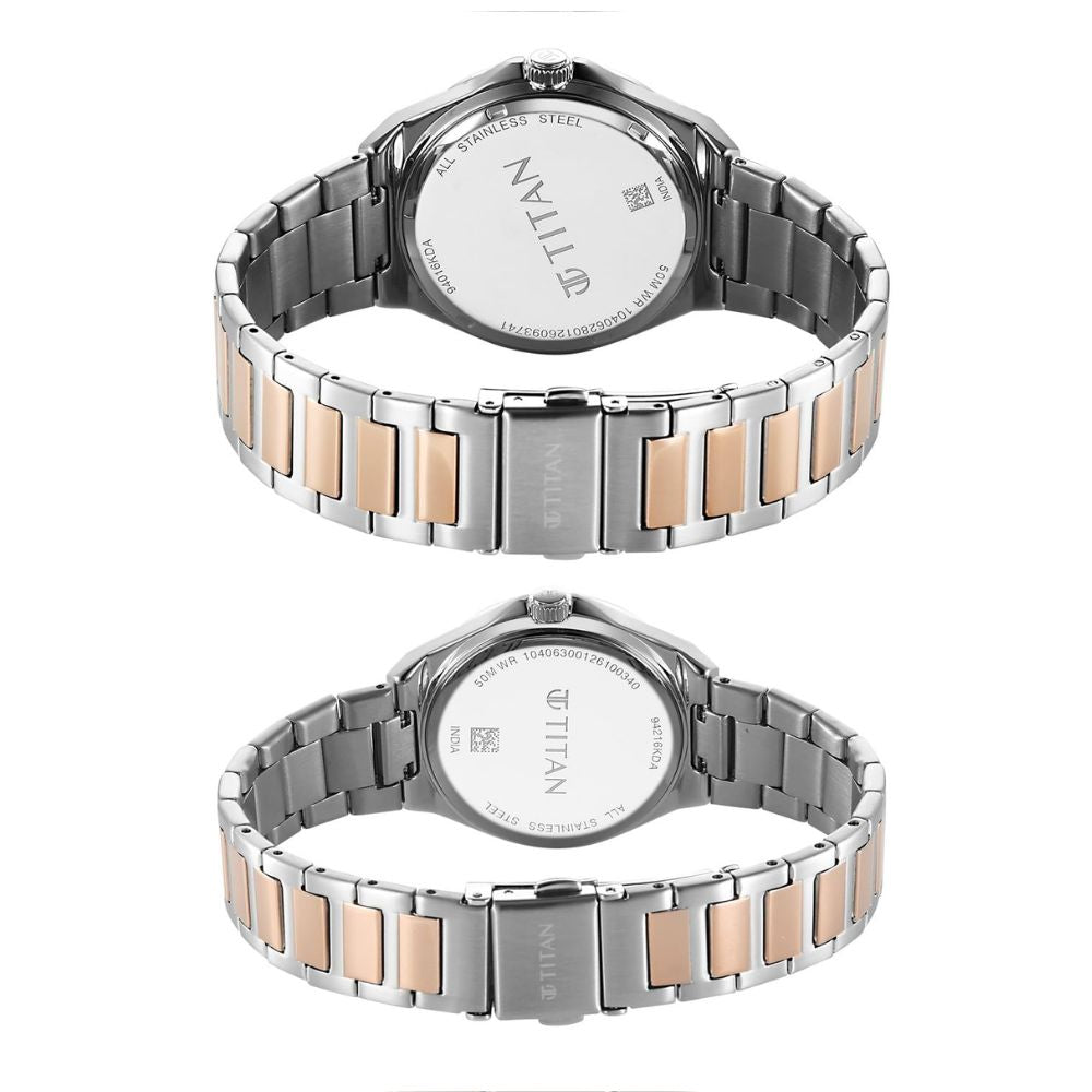 Titan Modern Bandhan 9401694216KM01 White Dial Couple Watch