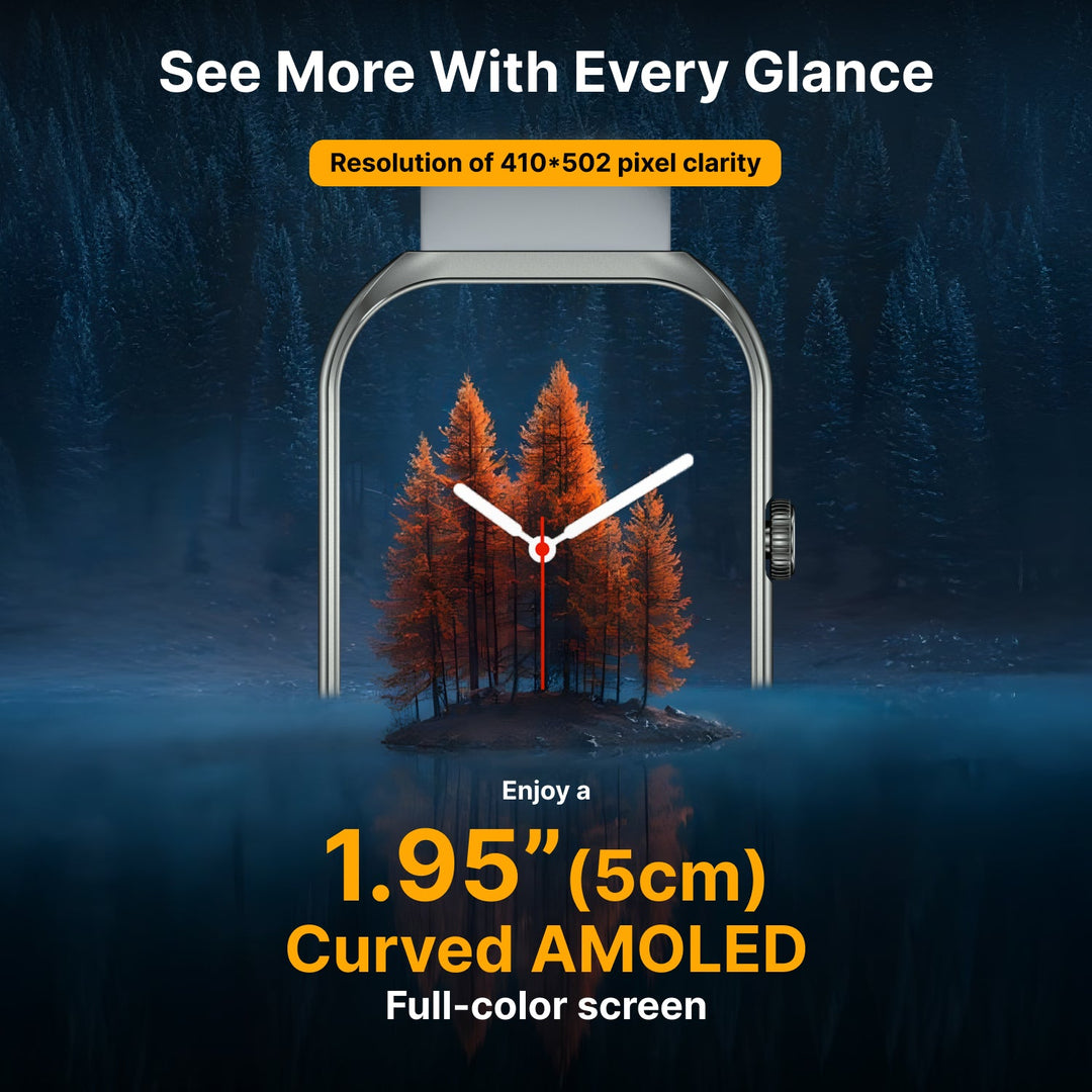 Timex Smart Progen 1.95" (4.95 cm) Curved AMOLED Display with Functional Crown and BT Calling Smartwatch For Unisex - TWTXW802T