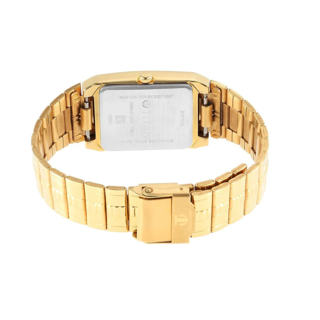 Titan Karishma Champagne Dial Brass Strap Watch 9151YM07 / NR9151YM07