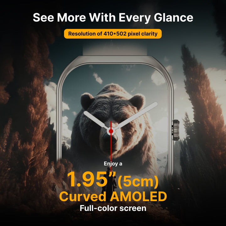 Timex Smart Progen 1.95" (4.95 cm) Curved AMOLED Display with Functional Crown and BT Calling Smartwatch For Unisex - TWTXW801T