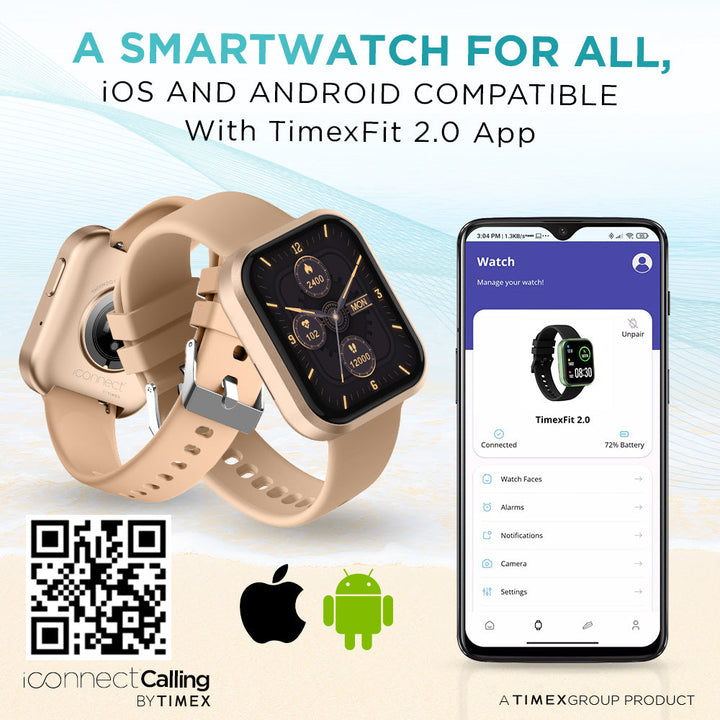 Timex IConnect Calling Smartwatch|1.83" TFT Display With 240x284 Pixel Resolution|Single Sync Bluetooth Calling|AI Voice Assist|100+ Sports Modes|200+ Watchfaces|Upto 7 Days Battery (Normal Usage) - TWIXW201T