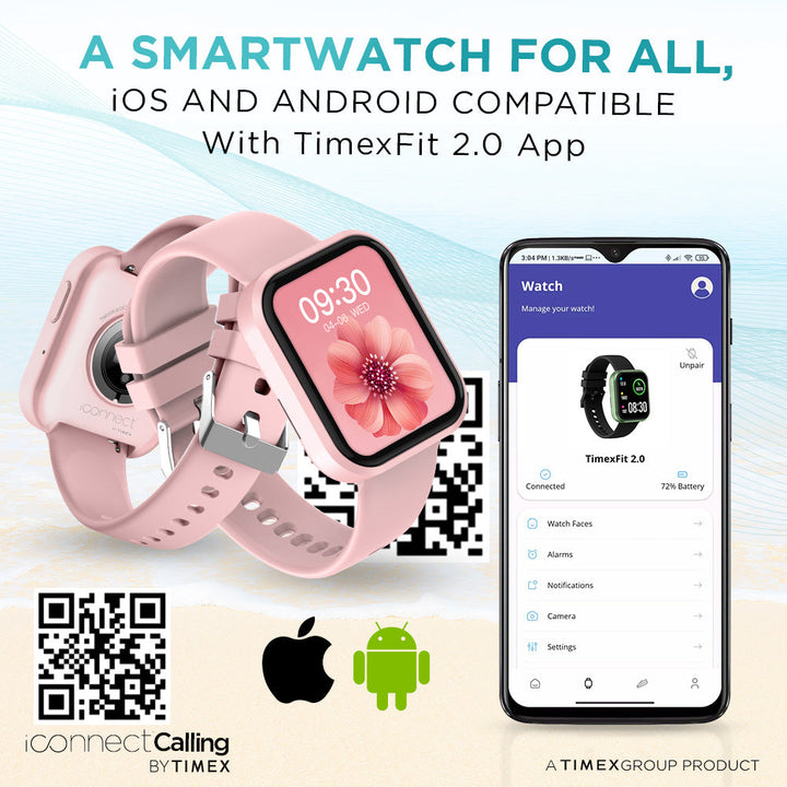 Timex IConnect Calling Smartwatch|1.83" TFT Display With 240x284 Pixel Resolution|Single Sync Bluetooth Calling|AI Voice Assist|100+ Sports Modes|200+ Watchfaces|Upto 7 Days Battery (Normal Usage) - TWIXW200T