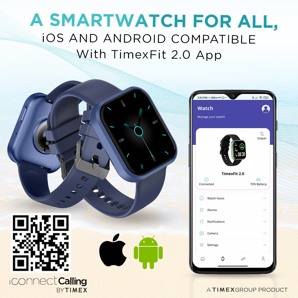 Timex iConnect Calling Smartwatch|1.83" (4.64 cm) TFT Display with 240x284 Pixel Resolution|Single Sync Bluetooth Calling|AI Voice Assist|100+ Sports Modes|200+ Watchfaces|Upto 7 Days Battery (Normal Usage) - TWIXW202T